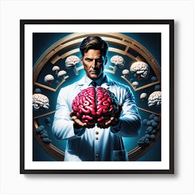 Man Holding A Brain Art Print