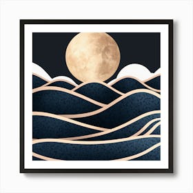 Full Moon Over The Ocean Art Print