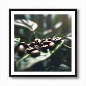 Coffee Beans On A Leaf 1 Art Print