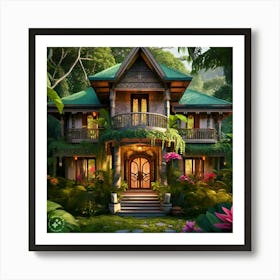 Tropical House In The Jungle Art Print