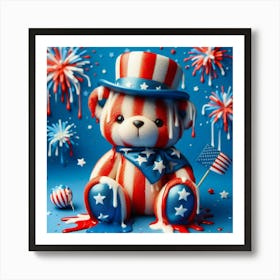 4th Of July Teddy Bear 1 Art Print