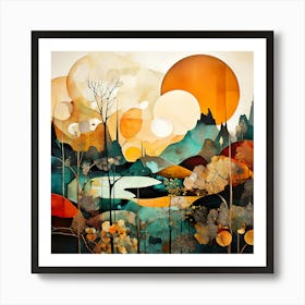 Landscape By Jonathan Wilson, Floral Pattern, Abstract Piece With Organic Shapes And Earthy Colors art print Art Print