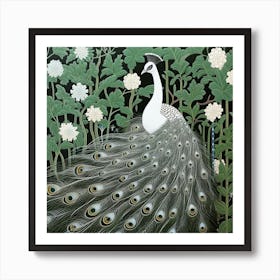 Ohara Koson Inspired Bird Painting Peacock 7 Square Art Print