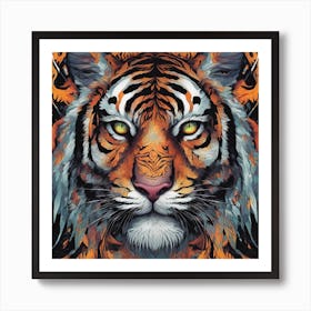 Mesmerizing Tiger With Luminous Eyes On A Profound Black Background 4 Art Print
