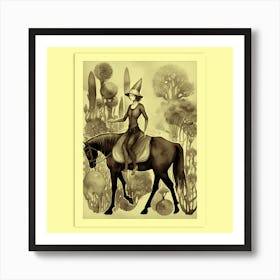 Witch On Horseback Art Print