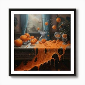 Oranges On A Table Art Print