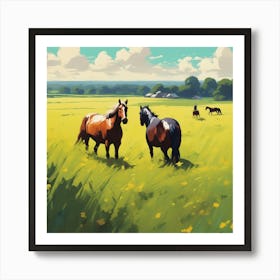 Horses In The Meadow 4 Art Print