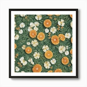 Oranges And Flowers 1 Art Print