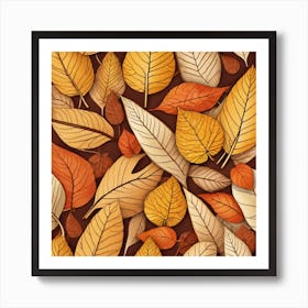 Autumn Leaves Seamless Pattern 11 Art Print