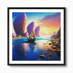 Sunset Sail Art Print