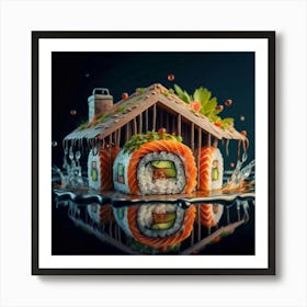 Japanese Sushi In The Shape Of A House In A Japanese 8 Art Print