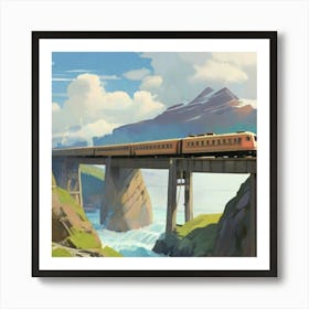 Train Crossing The Fjords Art Print