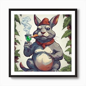 Rabbit Smoking A Pipe 1 Affiche