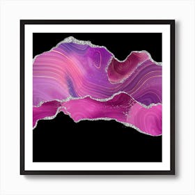 Magenta & Silver Agate Texture 04 Art Print