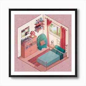Cherry Dream - Isometric Room Art Print
