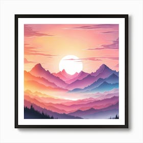 Sunset In The Mountains Art Print