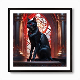 Black Cat With Red Eyes Art Print