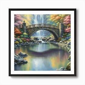 bridge and waterfall Art Print