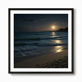 Moonlit Beach 1 Art Print