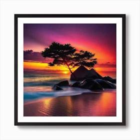 Sunset At The Beach 166 Art Print
