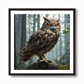 Owl In The Forest 138 Art Print