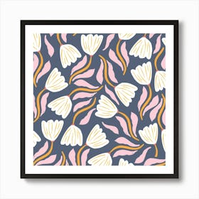 Tulips Flowers Pattern Floral Pattern Art Print