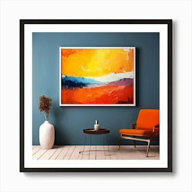 Mock Up Canvas Framed Art Gallery Wall Mounted Textured Print Abstract Landscape Portrait (2) Art Print