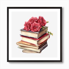 Roses On Books 13 Art Print