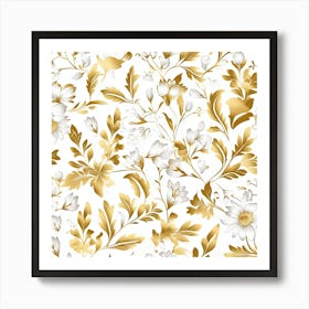 Flowers Gold Floral Art Print