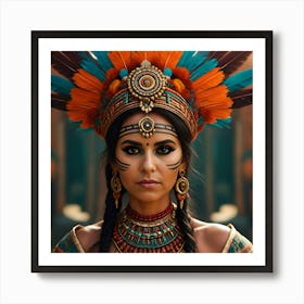 Beautiful Aztec Woman Portrait Art Print