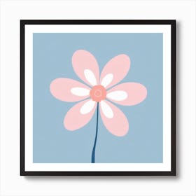 A White And Pink Flower In Minimalist Style Square Composition 167 Art Print