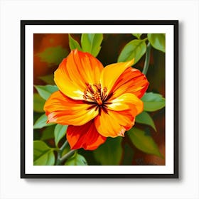 Orange Hibiscus Flower Art Print