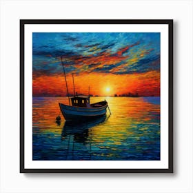 Sunset Boat 4 Art Print