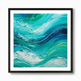 Abstract Turquoise Waves Embracing A Fresh Nautical Texture Gently Lapping Across The Canvas Blend (1) Art Print