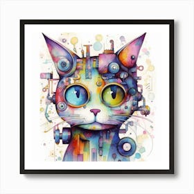 Mechanical Cat nuts bolts Art Print