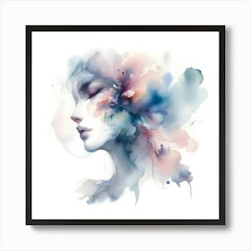 Watercolor Of A Woman'S Face Art Print