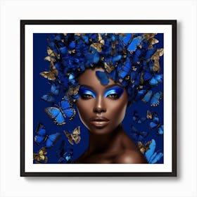 Blue Butterfly Portrait Art Print