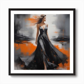 Woman In A Black Dress Art Print