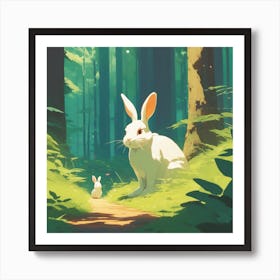 Rabbits In The Woods Art Print