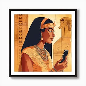 Egyptian Woman Using A Smartphone Poster