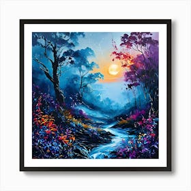 'Sunset In The Forest' Art Print