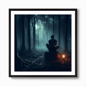 Meditating In The Forest Art Print