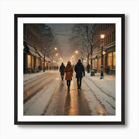 Night Life During Winter Art Print