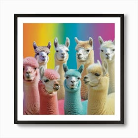 Rainbow Pastel Alpacas 1 Art Print