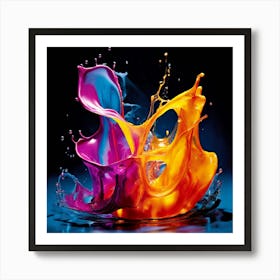 Fresh Colors Liquid 3d Design Spark Hot Palette Shapes Dynamism Vibrant Flowing Molten (8) Art Print