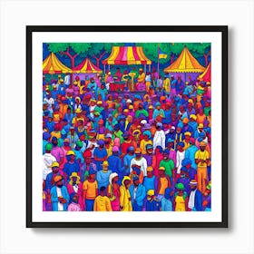 Crowd Of People At A Festival Art Print