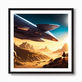 Spaceship In The Desert Art Print