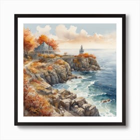 Lighthouse By The Sea Art Print