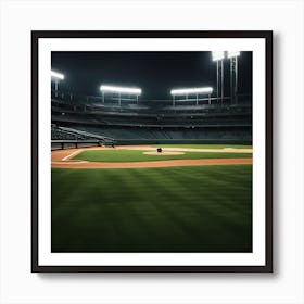 Baseball Field At Night Art Print