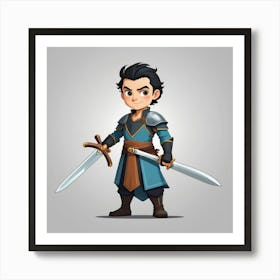 Default Sword Simple Cartoon Vector Character Design 0 Art Print